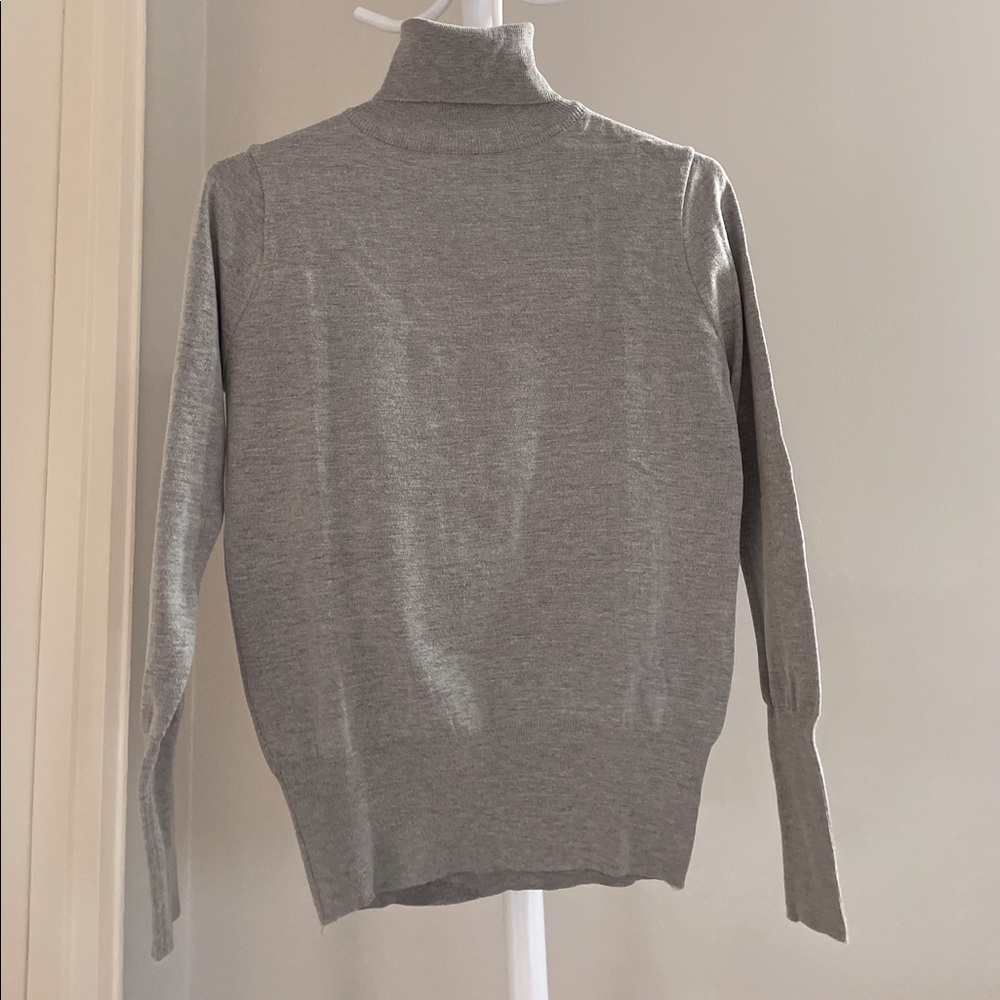 Turtleneck Knit Sweater Top Grey One Size